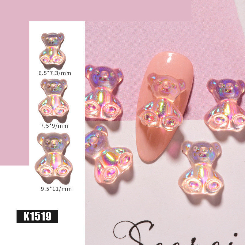 3D-Nagelkunst-Dekoration mit süßem Bären aus Kunstharz, Kristallgummibärchen, Nagelglitzer, Gelee-Dekoration, Nagelkunst-Zubehör, Nagelkunst-Dekoration