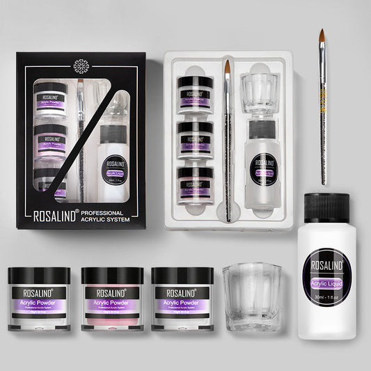 Nagelpulver-Acryl-System-Kit, professionelles Nagelkunst-Werkzeugset, enthält Glasbecher, Acrylflüssigkeit, Verlängerung, Carving-Maniküre