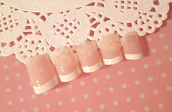 Nail art  Nail art finished French long fake nail patch long French