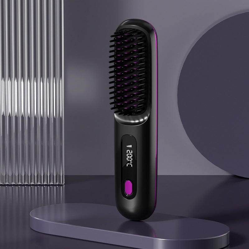 2合1直髮梳 無線直髮刷 快速加熱便攜式熱捲髮 USB充電