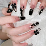 Nail Enhancement Wear Black Bow By Hand